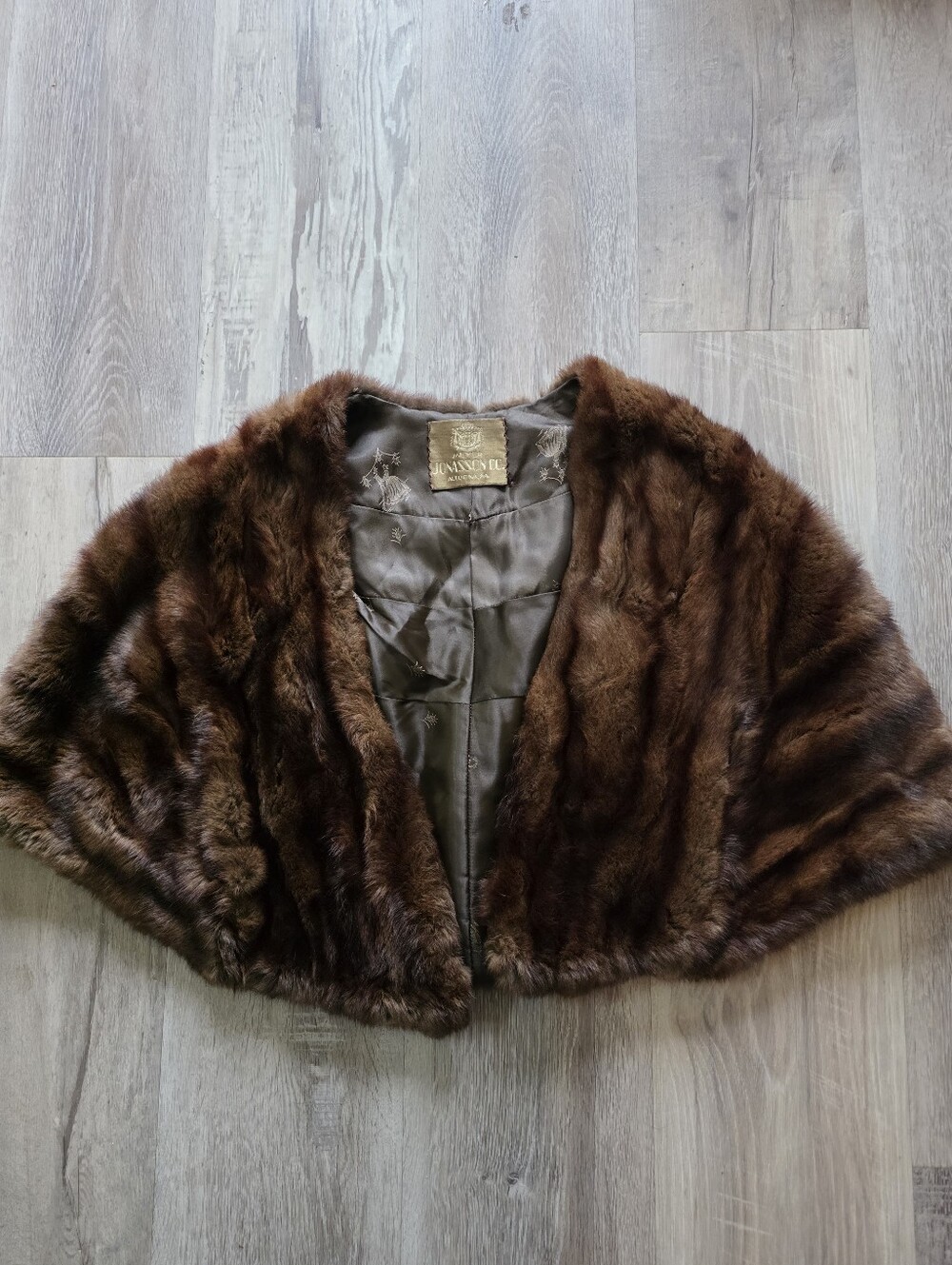 Vintage Brown Mink Fur Stole Cape